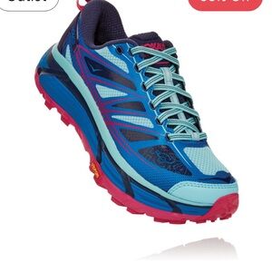 Hoka One One Vibrant Blue and Pink Athletic Shoes
